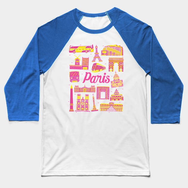 Paris Cityscape Landmark Baseball T-Shirt by MEDZ